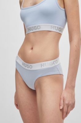 HUGO - Slip aus Stretch-Baumwolle mit mittlerer Bundhöhe und Logo-Bund