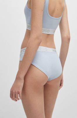 HUGO - Slip aus Stretch-Baumwolle mit mittlerer Bundhöhe und Logo-Bund
