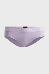 Stretch-cotton regular-rise briefs with logo waistband, Light Purple