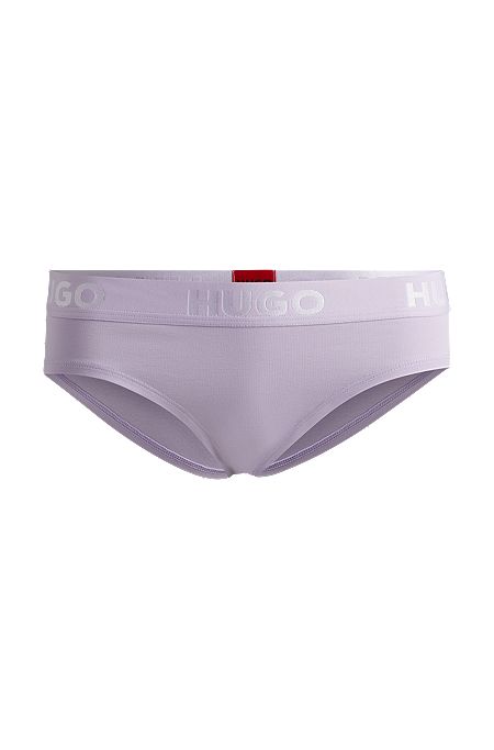 Stretch-cotton regular-rise briefs with logo waistband, Light Purple