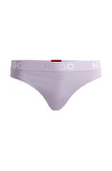 Stretch-cotton thong briefs with logo waistband, Light Purple