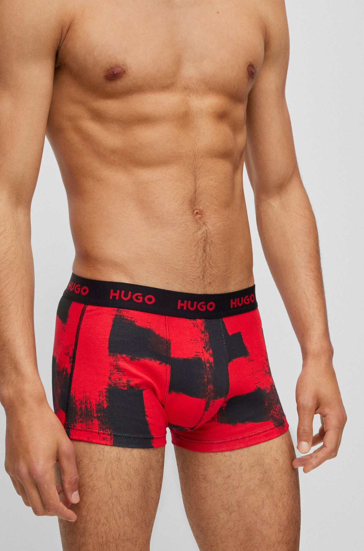 HUGO - Dreier-Pack eng Logo-Bund Stretch-Baumwolle Boxershorts mit kurzem Bein anliegende aus und