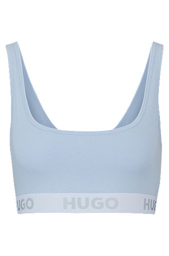 Stretch-cotton bralette with contrast logo band, Light Purple