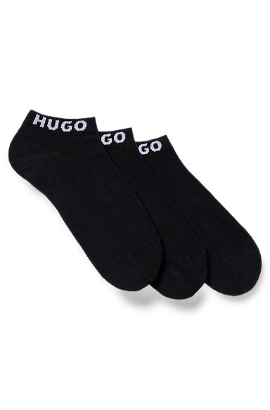 Three-pack of ankle socks with logo cuffs, Black
