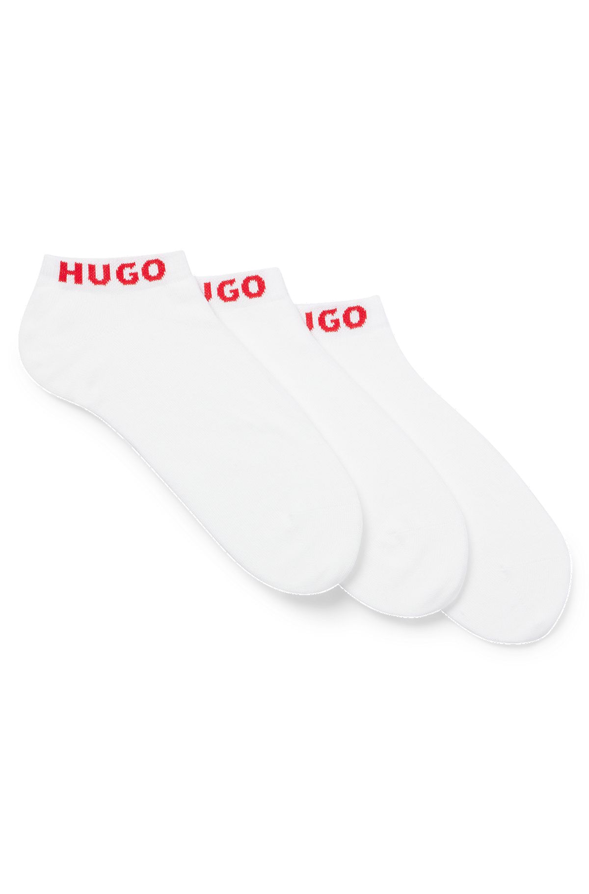 Pack de três meias de tornozelo com logótipo na parte superior, Branco