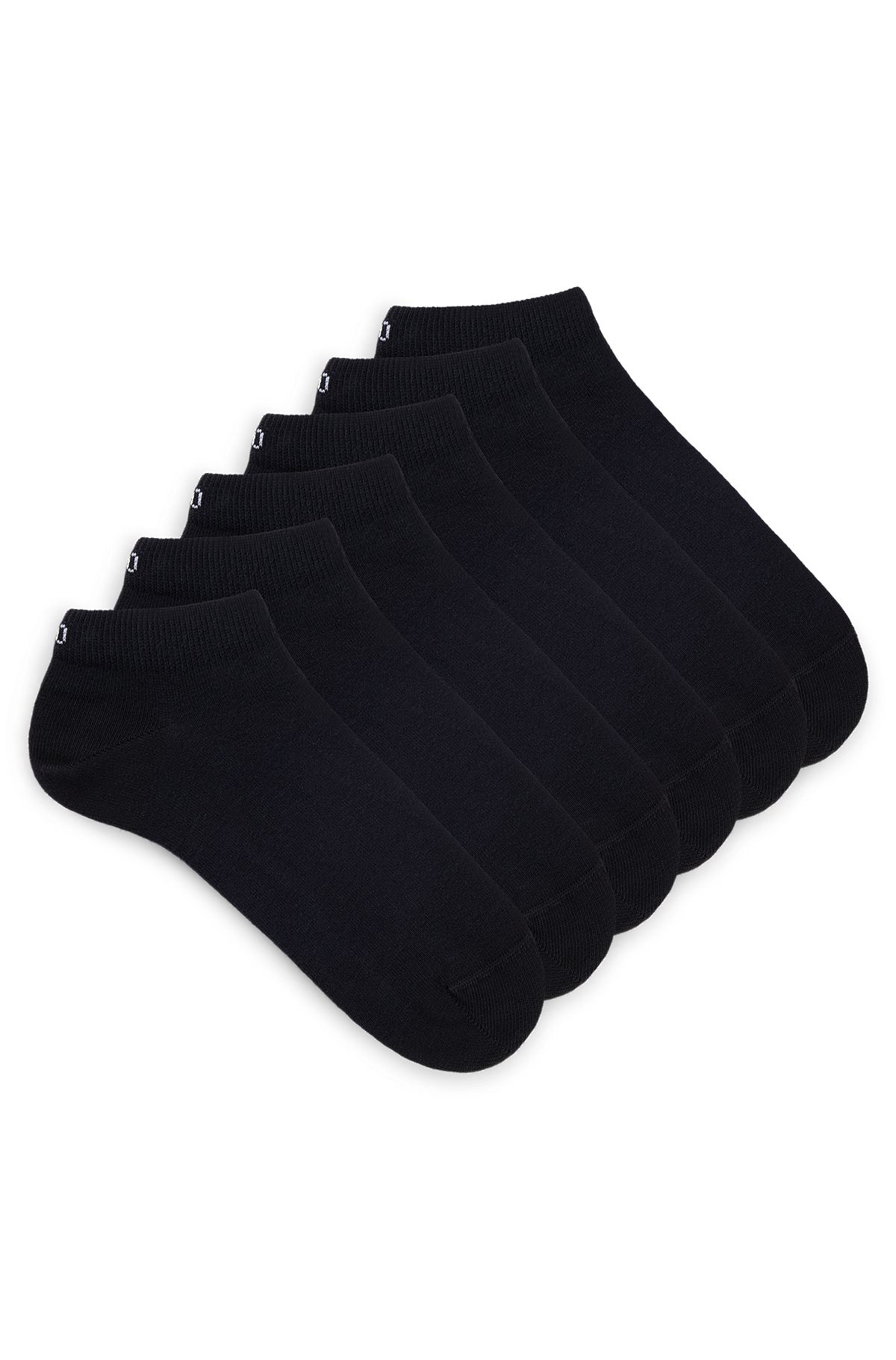 Six-pack of ankle-length socks with logo details, Black
