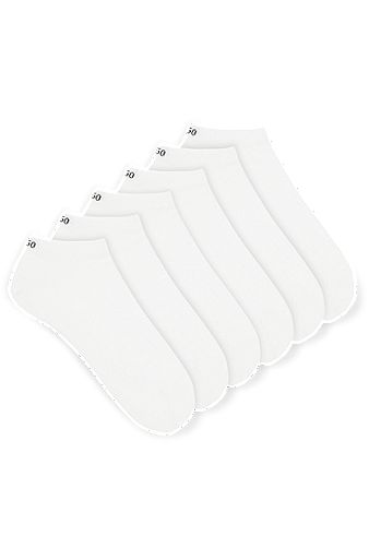 Knöchellange Socken mit Logo-Details im Sechser-Pack, Weiß