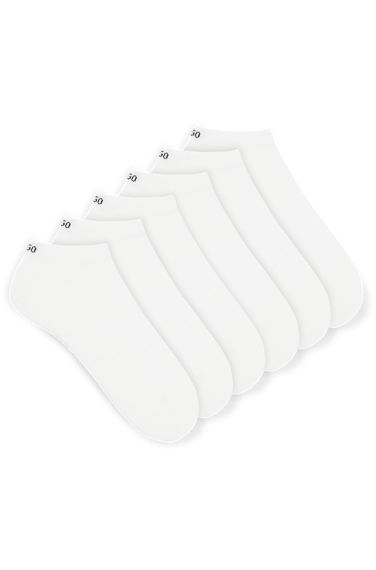 Six-pack of ankle-length socks with logo details, White