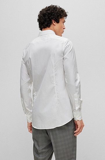 BOSS 博斯意大利棉质府绸修身衬衫,  100_White