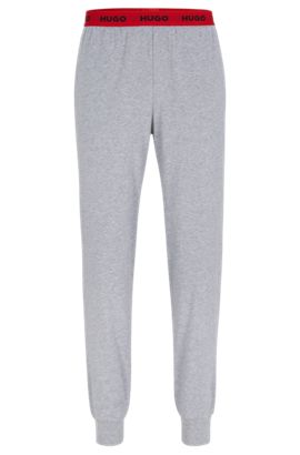 Mens Clothing Nightwear and sleepwear HUGO Dorby Casual Pants in Grey for Men 