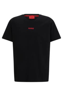 Hugo Relaxed-fit Pyjama T-shirt In Stretch Cotton With Logo In Black