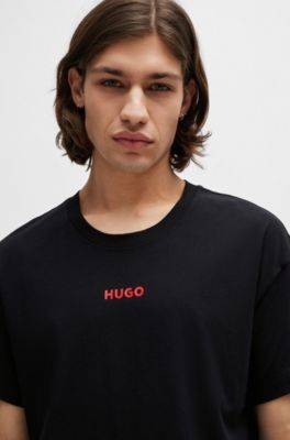 HUGO - Relaxed-fit pyjama T-shirt in stretch cotton with logo