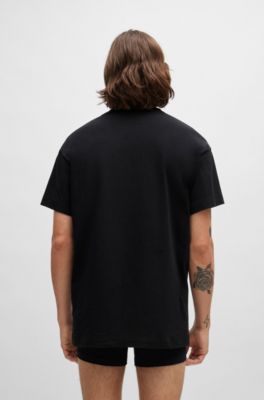 HUGO - Relaxed-fit pyjama T-shirt in stretch cotton with logo