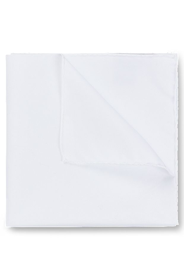 Italian-made pocket square in easy-iron cotton, White