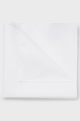 Italian-made pocket square in easy-iron cotton, White