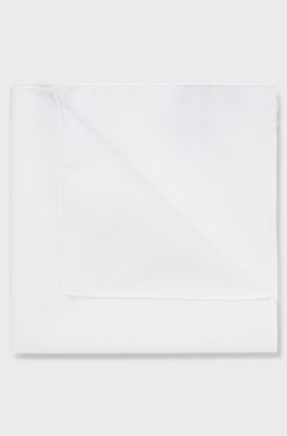 Italian-made pocket square in easy-iron cotton, White