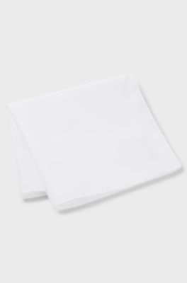 Italian-made pocket square in easy-iron cotton, White