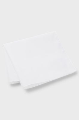 Italian-made pocket square in easy-iron cotton, White