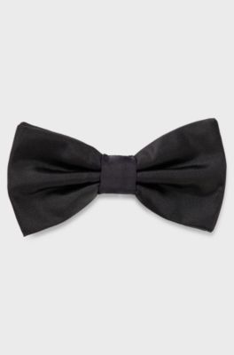 Italian-made bow tie in silk jacquard, Black