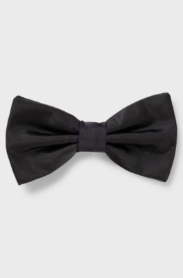 Italian-made bow tie in silk jacquard, Black