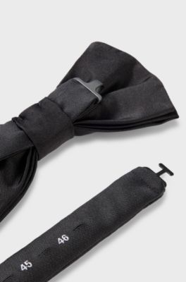 Italian-made bow tie in silk jacquard, Black