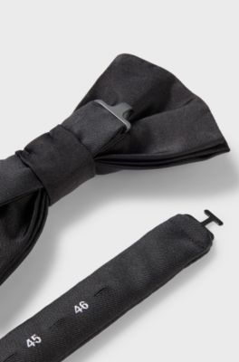 Italian-made bow tie in silk jacquard, Black