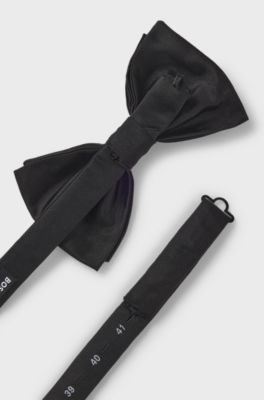 Italian-made bow tie in silk jacquard, Black