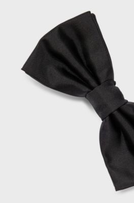 Italian-made bow tie in silk jacquard, Black