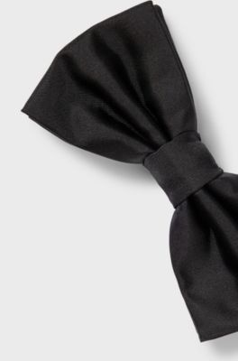 Italian-made bow tie in silk jacquard, Black