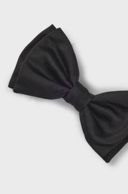 Italian-made bow tie in silk jacquard, Black