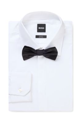 N&oelig;ud papillon en jacquard de soie confectionn&eacute; en Italie, Noir