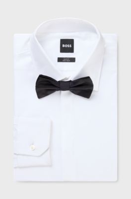 Italian-made bow tie in silk jacquard, Black