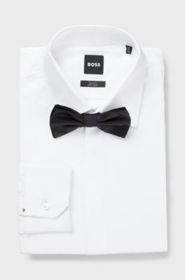 Italian-made bow tie in silk jacquard, Black