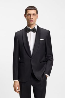 Italian-made bow tie in silk jacquard, Black