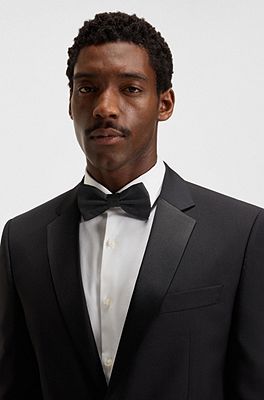 BOSS - Italian-made bow tie in silk jacquard