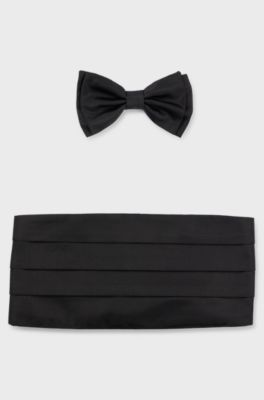 Silk bow tie and cummerbund gift set, Black