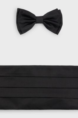 Silk bow tie and cummerbund gift set, Black