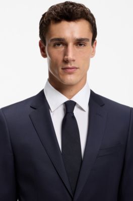 Formal tie in silk jacquard, Dark Blue