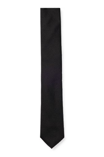 In Italien gefertigte Krawatte aus reinem Seiden-Jacquard, Schwarz
