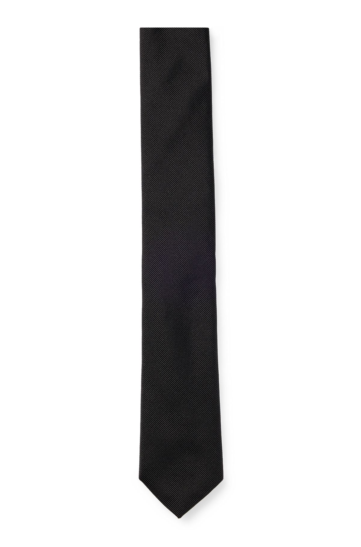 Italian-made tie in pure-silk jacquard, Black