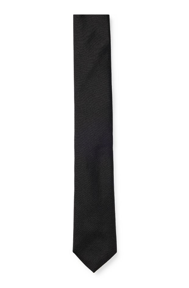 イタリア製ネクタイ ピュアシルク ジャカード, ブラック