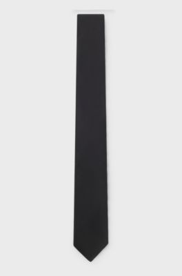 Italian-made tie in pure-silk jacquard, Black
