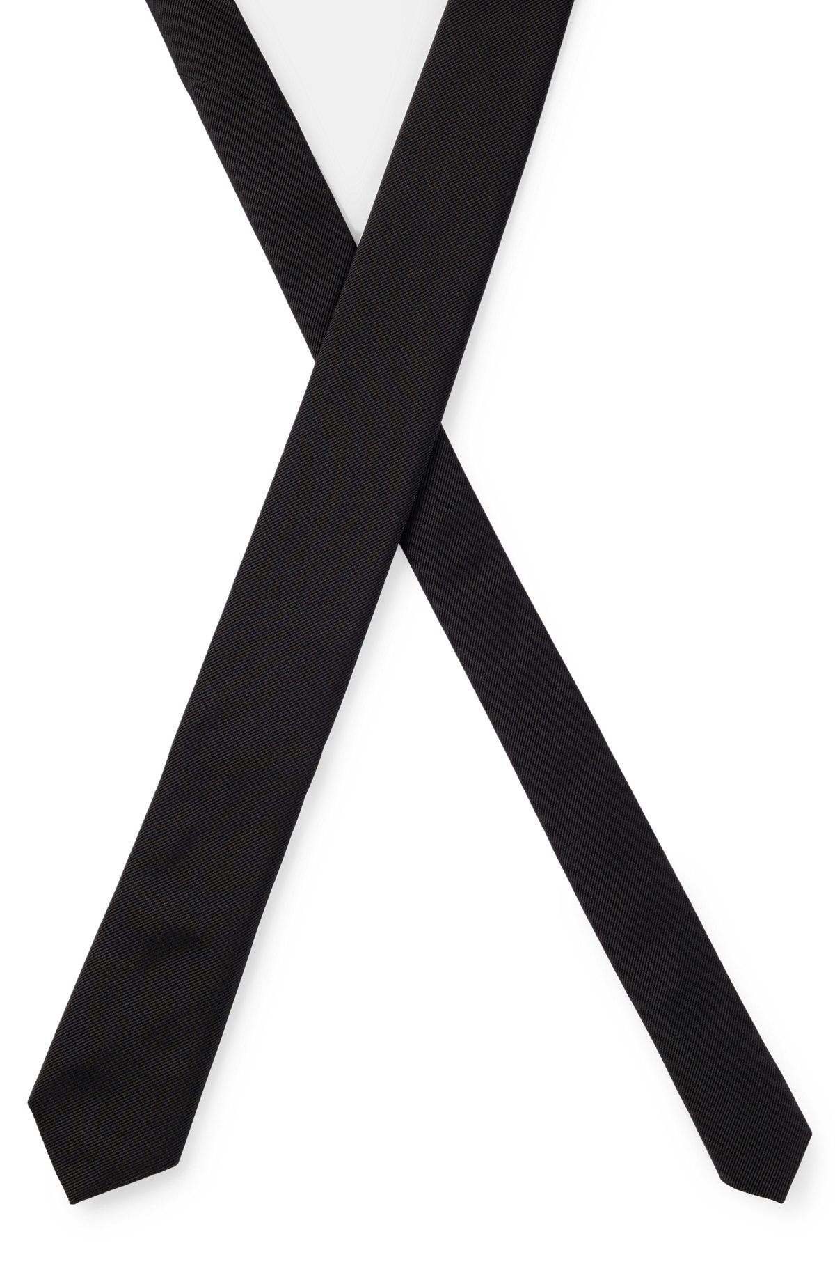 In Italië vervaardigde stropdas in een jacquard van zuivere zijde, Zwart
