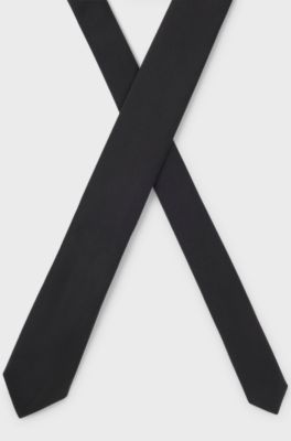 Italian-made tie in pure-silk jacquard, Black