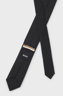 Italian-made tie in pure-silk jacquard, Black