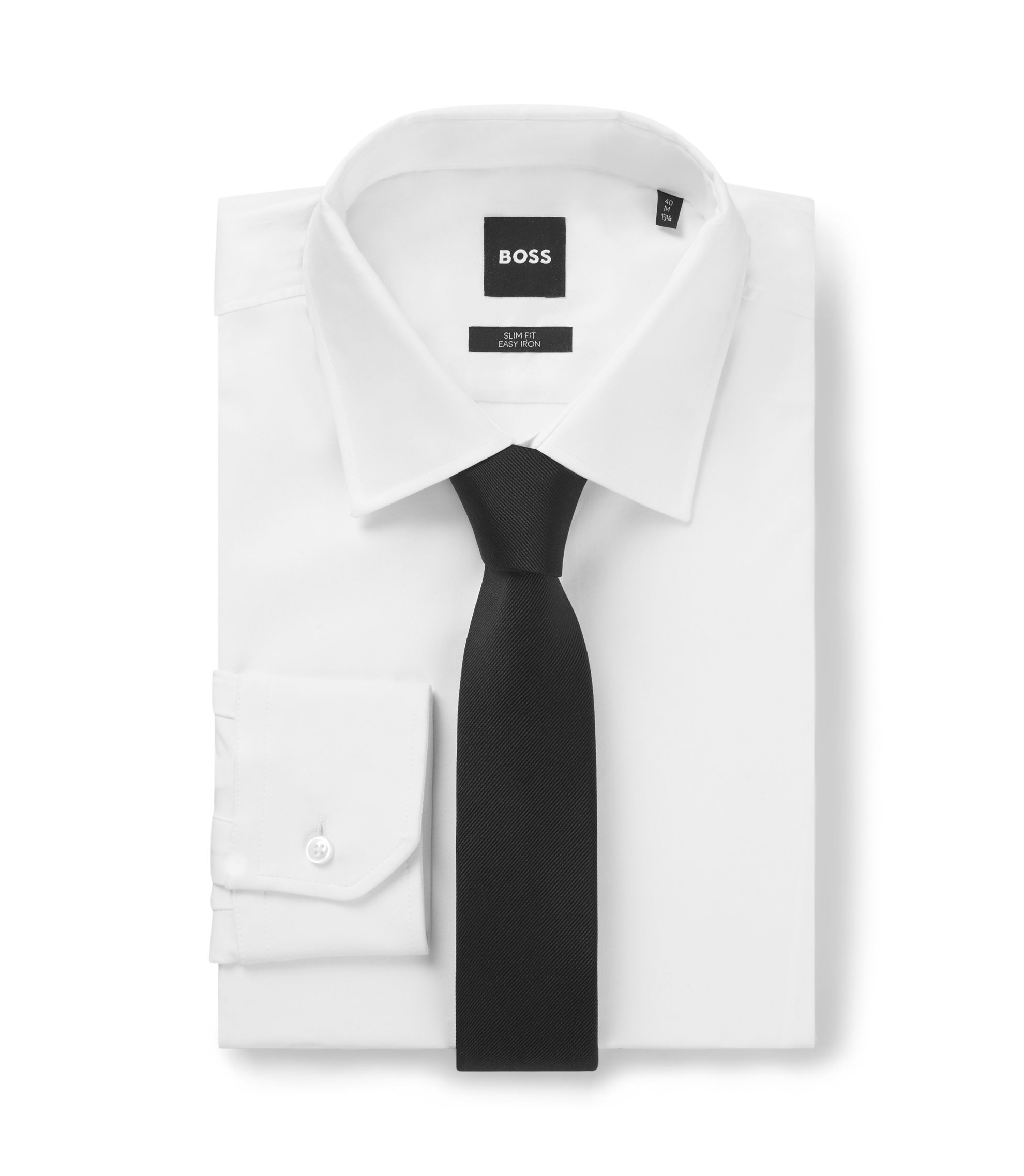 BOSS - イタリア製ネクタイ ピュアシルク ジャカード - ブラック