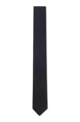 Italian-made tie in pure-silk jacquard, Dark Blue