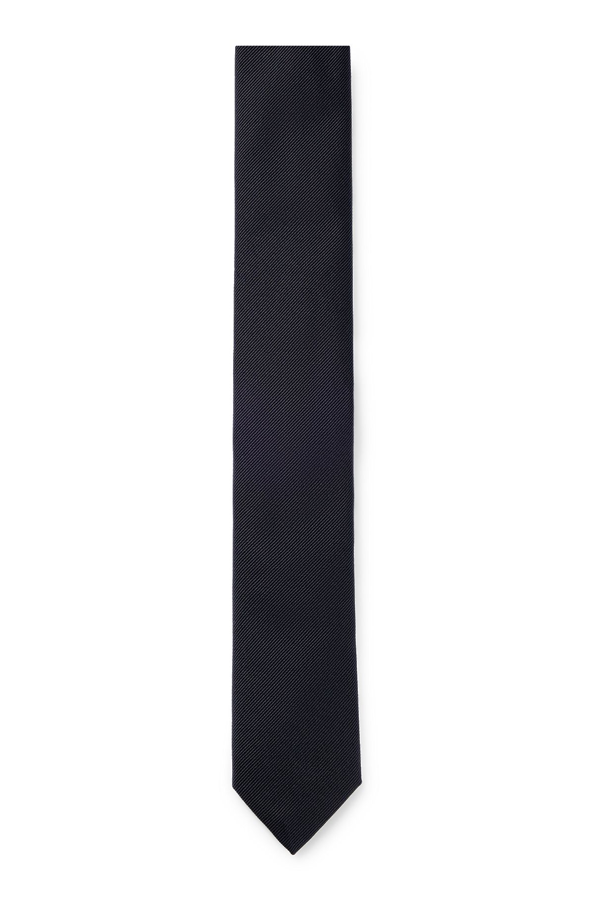 In Italien gefertigte Krawatte aus reinem Seiden-Jacquard, Dunkelblau