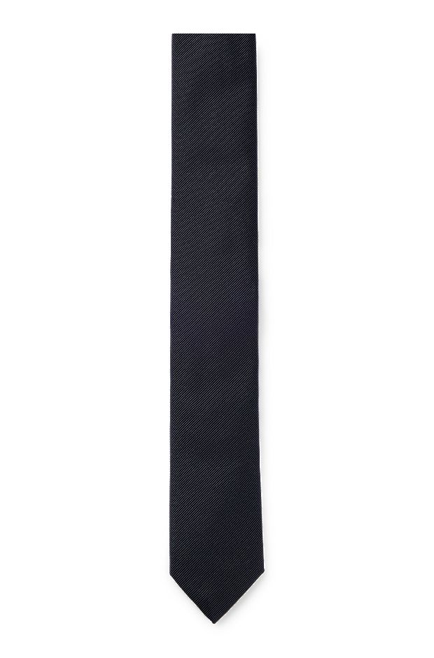 In Italien gefertigte Krawatte aus reinem Seiden-Jacquard, Dunkelblau