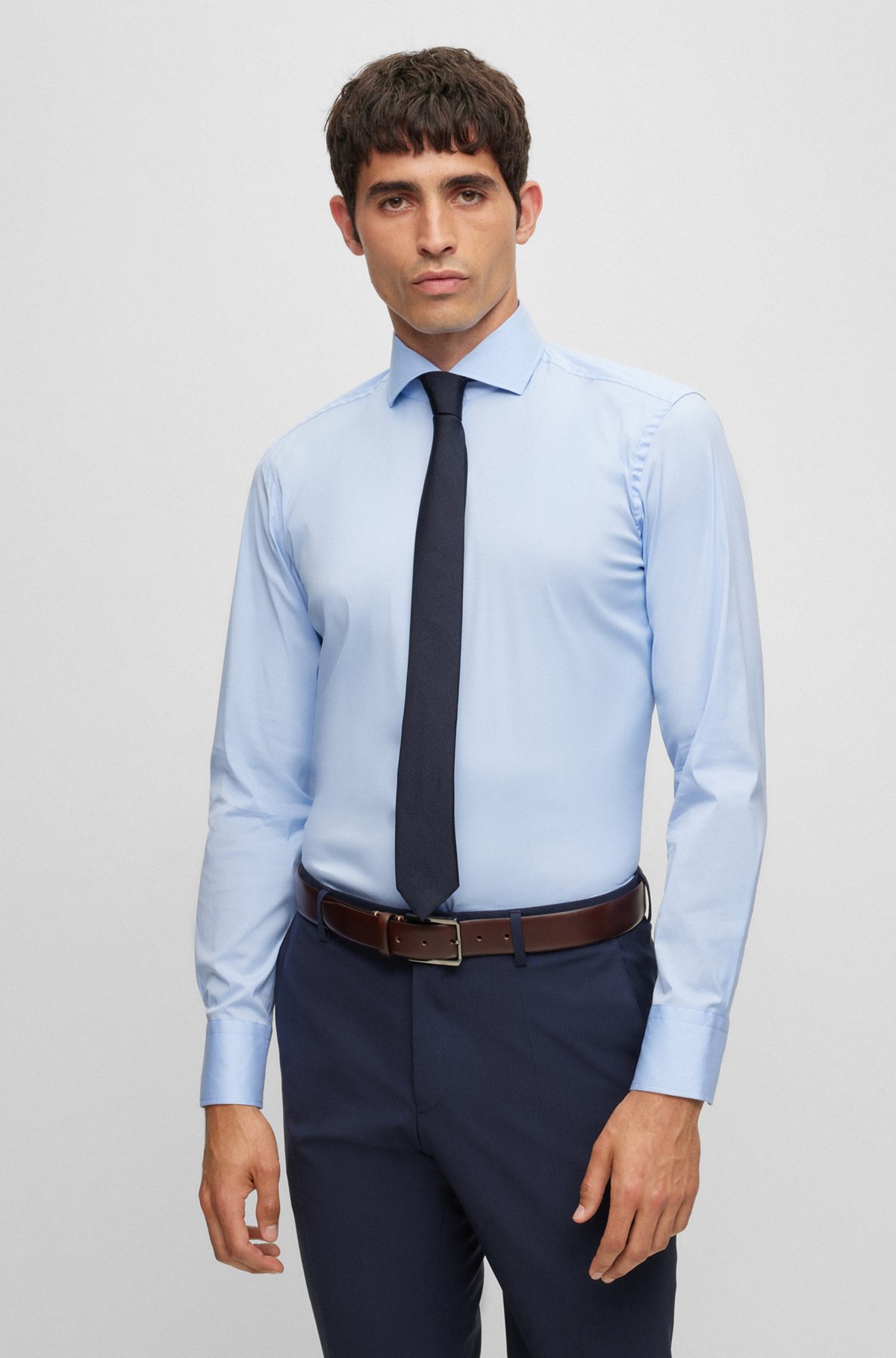 In Italië vervaardigde stropdas in een jacquard van zuivere zijde, Donkerblauw